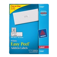 Avery Easy Peel White Mailing Labels for Laser Printers, 1 x 2.62 Inch, Box of 3000 Labels (5160) Avery Easy Peel White Mailing Labels for Laser Printers, 1 x 2.62 Inch, Box of 3000 Labels (5160)