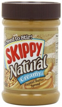 Skippy Peanut Butter, Natural Creamy, 15-Ounce Jars (Pack of 6)