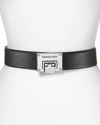 Your outfit isn't complete without the right belt, and this leather style from MICHAEL Michael Kors cinches your look with a flip lock buckle. Your outfit isn't complete without the right belt, and this leather style from MICHAEL Michael Kors cinches your look with a flip lock buckle.