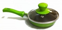 Small Egg FRY PAN with Glass Lid-May have small chips in laquer of handle or top knob.