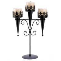 Gifts & Decor Black Iron Medieval Style Triple Lantern Candle Stand Gifts & Decor Black Iron Medieval Style Triple Lantern Candle Stand