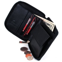 Genuine Leather Alpine Swiss Zip Around Bifold Wallet with Coin Purse Billfold