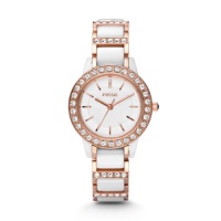 Fossil Women's CE1041 Jesse White Ceramic Rose Gold Tone Watch Fossil Women's CE1041 Jesse White Ceramic Rose Gold Tone Watch