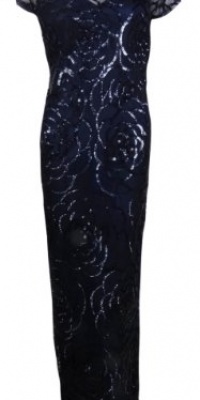 Aidan Mattox Women's Flower Sequin Long Dress Gown (10, Twilight) Aidan Mattox Women's Flower Sequin Long Dress Gown (10, Twilight)