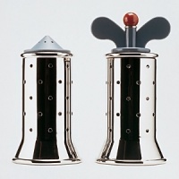 Salt castor by Michael Graves for Alessi in stainless steel with ivory lid. Pepper shaker sold separately. Salt castor by Michael Graves for Alessi in stainless steel with ivory lid. Pepper shaker sold separately.