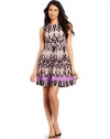 Jessica Simpson Women's Printed Dress with Pleated Skirt, Bellflower, 10