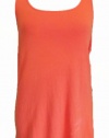 Eileen Fisher Firefly Orange Scoopneck Long Slim Organic Cotton Tank Shirt X-Large