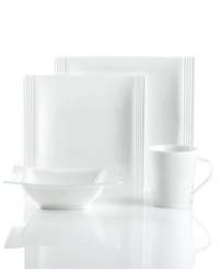 The simple ridged pattern of Tin Can Alley dinnerware from Lenox's collection of place settings gets in shape for modern tables. In versatile white china for coordinating with any table and decor. The simple ridged pattern of Tin Can Alley dinnerware from Lenox's collection of place settings gets in shape for modern tables. In versatile white china for coordinating with any table and decor.