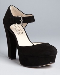 Step into suede perfection: KORS Michael Kors delivers trend-right, almond toe platform pumps that get high marks for style. Step into suede perfection: KORS Michael Kors delivers trend-right, almond toe platform pumps that get high marks for style.