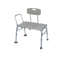 Drive Medical Plastic Transfer Bench with 3 Position Backrest, Gray Drive Medical Plastic Transfer Bench with 3 Position Backrest, Gray