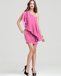 Make a grand entrance in this Alice + Olivia party dress featuring an of-the-moment one-shoulder silhouette and a pleat-detailed skirt. Black suede heels and a statement bangle complete the festive look. Make a grand entrance in this Alice + Olivia party dress featuring an of-the-moment one-shoulder silhouette and a pleat-detailed skirt. Black suede heels and a statement bangle complete the festive look.