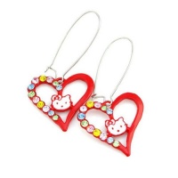 Crystalmood Hello Kitty Heart Czech Crystal Rhinestone Earrings Red Crystalmood Hello Kitty Heart Czech Crystal Rhinestone Earrings Red