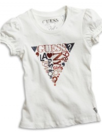 GUESS Kids Girls Little Girl Puff Sleeve Triangle Tee, WHITE (4) GUESS Kids Girls Little Girl Puff Sleeve Triangle Tee, WHITE (4)