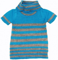 Blue Heart Infant/Toddler Girl Gray/Blue Striped Short Sleeve Sweater/Turtleneck Blue Heart Infant/Toddler Girl Gray/Blue Striped Short Sleeve Sweater/Turtleneck