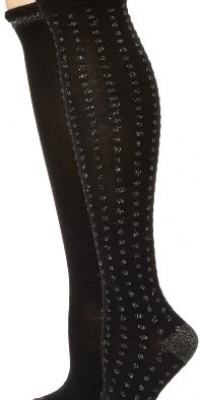 Jessica Simpson Women's Lurex Dot and Solid 2 Pair Knee High Sock Pack Jessica Simpson Women's Lurex Dot and Solid 2 Pair Knee High Sock Pack