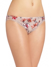 Calvin Klein Women's Seductive Comfort Bikini With Lace, Etched Orchid Print, Large