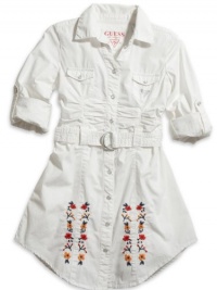 GUESS Kids Girls Big Girl Shirtwaist Dress with Embroider, WHITE (10/12) GUESS Kids Girls Big Girl Shirtwaist Dress with Embroider, WHITE (10/12)