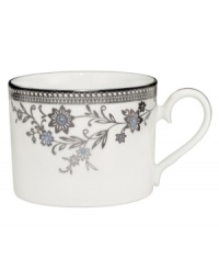 Pick the Hayden cup for pale blue florals and a lacy platinum border. From Noritake dinnerware, the dishes of this set have matching platinum bands which add a traditional touch to glazed white for porcelain that shines in any setting. Pick the Hayden cup for pale blue florals and a lacy platinum border. From Noritake dinnerware, the dishes of this set have matching platinum bands which add a traditional touch to glazed white for porcelain that shines in any setting.