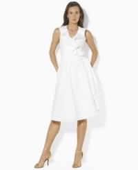 Light and airy in luxe cotton twill, Lauren by Ralph Lauren's flattering petite wrap design is decidedly feminine with a ruffled V-neckline and full, flowing skirt. (Clearance) Light and airy in luxe cotton twill, Lauren by Ralph Lauren's flattering petite wrap design is decidedly feminine with a ruffled V-neckline and full, flowing skirt. (Clearance)