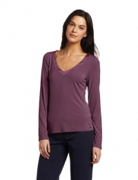 Calvin Klein Women's Essentials With Satin Long Sleeve V-Neck Top Calvin Klein Women's Essentials With Satin Long Sleeve V-Neck Top