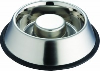 Indipets Extra Heavy One Piece Stainless Steel Non Tip - Anti Skid Health Care Slow Feeding Dish, Small Indipets Extra Heavy One Piece Stainless Steel Non Tip - Anti Skid Health Care Slow Feeding Dish, Small