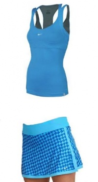 Nike Women's Tennis Set Point Tank Top & Printed Border Skort-Sky Blue-XS Nike Women's Tennis Set Point Tank Top & Printed Border Skort-Sky Blue-XS