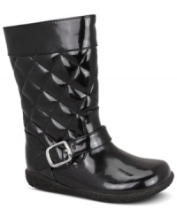 Your little one can step out with style in these quilted boots from Nina, with sweet strap and buckle details. Your little one can step out with style in these quilted boots from Nina, with sweet strap and buckle details.