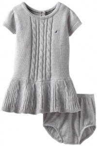 Nautica Sportswear Kids Baby-girls Infant Short Sleeve Cable Sweater Dress, Light Grey Heather, 24 Months Nautica Sportswear Kids Baby-girls Infant Short Sleeve Cable Sweater Dress, Light Grey Heather, 24 Months