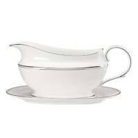 Lenox Federal Platinum Sauce Boat and Stand, White Lenox Federal Platinum Sauce Boat and Stand, White