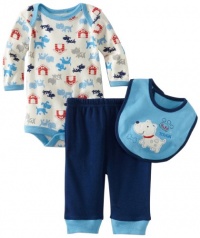 Bon Bebe Baby-boys Newborn Ruff Tough 3 Piece Pant Set, Blue/Cream/Red, 6-9 Months Bon Bebe Baby-boys Newborn Ruff Tough 3 Piece Pant Set, Blue/Cream/Red, 6-9 Months
