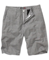 Comfortable cool. Feel fresh with these chino shorts from Quiksilver, with a fine neutral pattern that will make your wardrobe stand out. Comfortable cool. Feel fresh with these chino shorts from Quiksilver, with a fine neutral pattern that will make your wardrobe stand out.