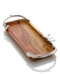 Martha Stewart Collection combines sheesham wood and polished metal in the utterly charming Park Birds tray. Cast aluminum birds and branches add a sense of lightness and fun to gorgeous materials. Martha Stewart Collection combines sheesham wood and polished metal in the utterly charming Park Birds tray. Cast aluminum birds and branches add a sense of lightness and fun to gorgeous materials.