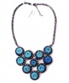 Style & Co. Necklace, Hematite Tone Blue Glitter Cabochon Bib Necklace