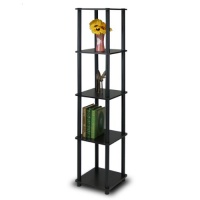 Furinno 99132EX/BK 5-Tier Corner Square Rack Display Shelf, Dark Espresso Furinno 99132EX/BK 5-Tier Corner Square Rack Display Shelf, Dark Espresso