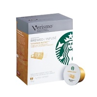Designed for Starbucks' Verismo coffee systems, these individual-serving pods contain a light roast. Designed for Starbucks' Verismo coffee systems, these individual-serving pods contain a light roast.