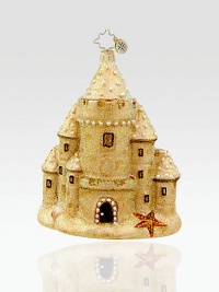 Add seaside charm to the tree with this goldtone sandcastle ornament in mouthblown glittered glass.Mouthblown, handpainted glass 5 high Made in Poland Add seaside charm to the tree with this goldtone sandcastle ornament in mouthblown glittered glass.Mouthblown, handpainted glass 5 high Made in Poland