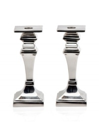 Dim the lights and elevate the room. Rendered in pure aluminum, Godinger's Square candlesticks decorate elegant spaces with classic sophistication. Dim the lights and elevate the room. Rendered in pure aluminum, Godinger's Square candlesticks decorate elegant spaces with classic sophistication.