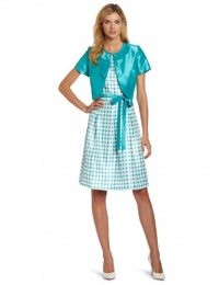 Danny & Nicole Women's Solid Shantung Jacket over printed shantung dress , Oasis, 18 Danny & Nicole Women's Solid Shantung Jacket over printed shantung dress , Oasis, 18