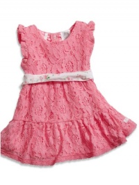 GUESS Kids Girls Baby Lace Dress with Printed Sash and Bl, PINK (3/6M) GUESS Kids Girls Baby Lace Dress with Printed Sash and Bl, PINK (3/6M)