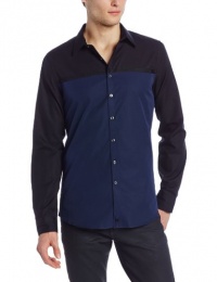 Calvin Klein Sportswear Men's Faille Dobby Color Block Shirt Calvin Klein Sportswear Men's Faille Dobby Color Block Shirt