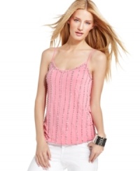 INC's soft tank gets an edgy makeover with faceted metallic beading! Perfect for adding a touch of shimmer to any outfit. INC's soft tank gets an edgy makeover with faceted metallic beading! Perfect for adding a touch of shimmer to any outfit.