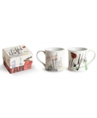 Take a sip and feel transported. The city skyline, Brooklyn Bridge and big apple infuse this porcelain mug with all the big-city excitement of New York. With a coordinating gift box, from Rosanna. Take a sip and feel transported. The city skyline, Brooklyn Bridge and big apple infuse this porcelain mug with all the big-city excitement of New York. With a coordinating gift box, from Rosanna.