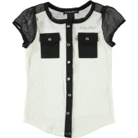 Baby Phat Girls Chiffon Trim Top Black 6X Baby Phat Girls Chiffon Trim Top Black 6X