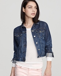 The rag & bone/JEAN jean jacket takes on the chambray trend in a timelessly cool silhouette that layers over everything from tissue-soft tees to flowing maxis for an essential look this season. The rag & bone/JEAN jean jacket takes on the chambray trend in a timelessly cool silhouette that layers over everything from tissue-soft tees to flowing maxis for an essential look this season.