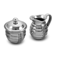 Wilton Armetale Flutes and Pearls Cream and Sugar Serving Set, 8-1/2-Inch by 4-3/4-Inch by 4-1/2-Inch Wilton Armetale Flutes and Pearls Cream and Sugar Serving Set, 8-1/2-Inch by 4-3/4-Inch by 4-1/2-Inch