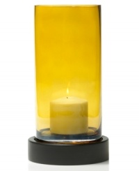 Give your home a golden touch. Sunny yellow glass amplifies the warm glow from inside the Solaris hurricane candle holder from Mikasa. Give your home a golden touch. Sunny yellow glass amplifies the warm glow from inside the Solaris hurricane candle holder from Mikasa.