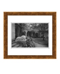 With a replica of sculptor Antonio Canova's crouching lion, this ornate garden landscape exudes grandeur in classic black and white. A wooden frame completes the look with warm gold tones. With a replica of sculptor Antonio Canova's crouching lion, this ornate garden landscape exudes grandeur in classic black and white. A wooden frame completes the look with warm gold tones.