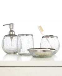 The look of tomorrow, today. Featuring crackled glass and brushed metal accents, the Futurama toothbrush holder renews your space with a refreshingly modern appeal. The look of tomorrow, today. Featuring crackled glass and brushed metal accents, the Futurama toothbrush holder renews your space with a refreshingly modern appeal.