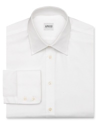 Carefully crafted in exceptional cotton for superior workweek refinement, this solid dress shirt provides the ultimate in comfort and boasts classic appeal for a tried-and-true wardrobe staple. Carefully crafted in exceptional cotton for superior workweek refinement, this solid dress shirt provides the ultimate in comfort and boasts classic appeal for a tried-and-true wardrobe staple.