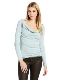 Three Dots Women's 1X1 Long Sleeve Cowl Neck Top Three Dots Women's 1X1 Long Sleeve Cowl Neck Top